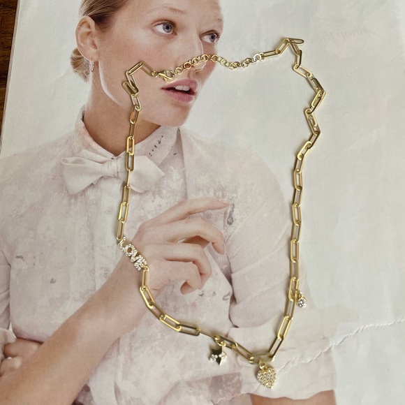 Gold paper clip chain necklace,charm necklace love necklace - Picture 4 of 7